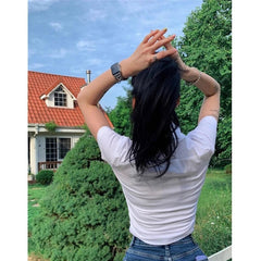 Aiertu White Basic Shirts Women Preppy Style Short Sleeve Slim Blouses Student Korean Office Lady Sexy Crop Tops Work Wear Aiertu