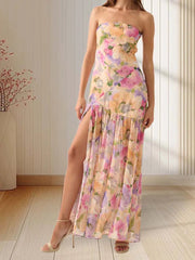 Aiertu  -  Women s Floral Print Off Shoulder Maxi Dress with Sleeveless Bandeau Top for Summer Beach Vacation Aiertu