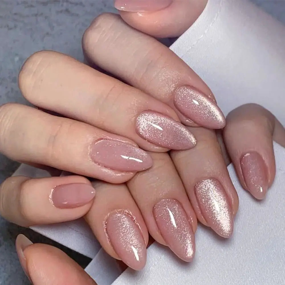Aiertu  -  Manicure Long Almond False Nails Elegant 3D Butterfly Love Heart Press on Nails Star Detachable Nail Tips Women Aiertu