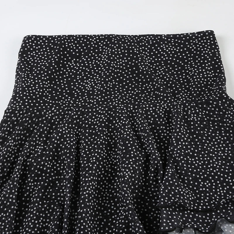 Aiertu  -  Vintage Polka Dot Print Midi Skirt Elegant Retro Low Rise Loose Irregular Skirts for Women Y2k Aesthetic Clothing Summer Aiertu