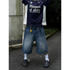 Aiertu  -  Summer Blue Baggy Denim Shorts Women Y2k Vintage 2000s Wide Leg Washed High Waist Streetwear Casual Fashion Loose Trousers Aiertu