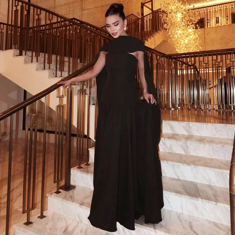 Aiertu  -  Sexy Strapless Ribbon Dress Women's Back Lace Up Spliced Long Evening Party Dress Slim Solid High Waist Elegant Clothes Aiertu