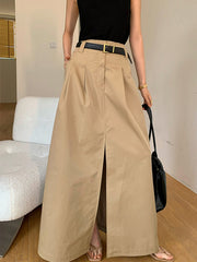 Aiertu  Oversized Cotton Split Maxi Skirt Without Belt shopify
