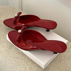 Aiertu  -   New Summer Thin Low Heels Slippers Women Fashion Butterfly-knot Open Toe Sandals Female Slides Shoes Aiertu