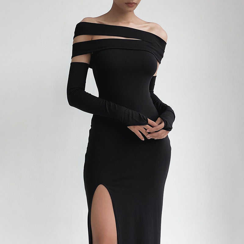 Aiertu - Solid High Slit Multi Wearing Design Bandeau Maxi Dress Aiertu