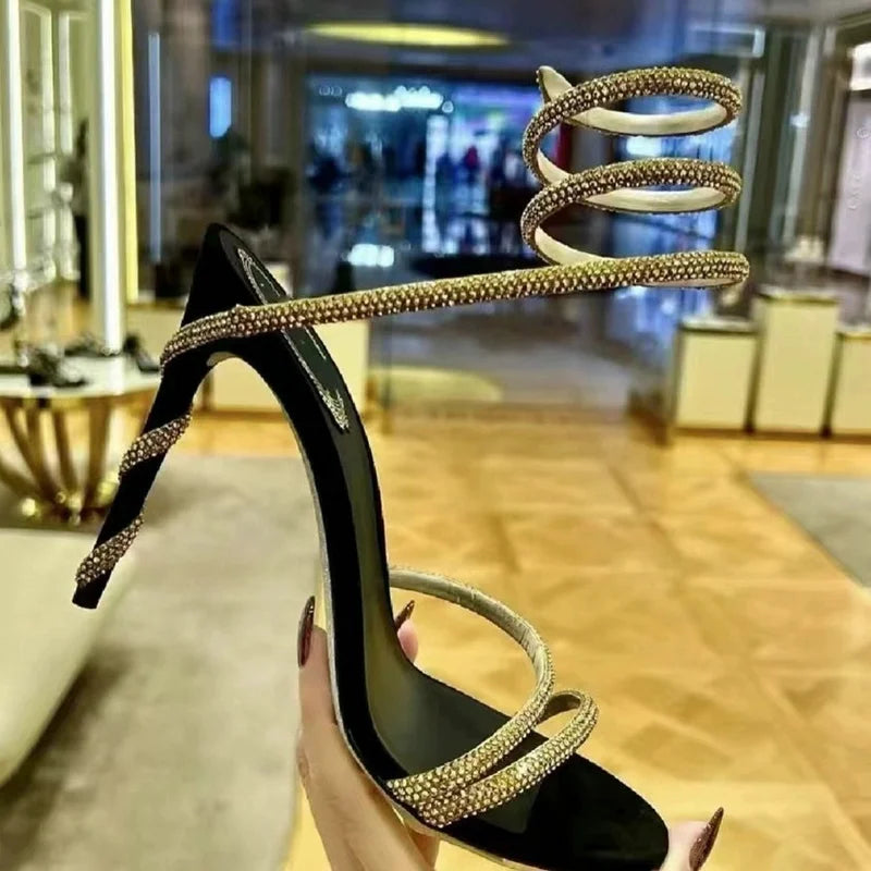 Aiertu  -  Europe Summer New High-heeled Stiletto Rhinotone Sandals Women's Large Size Heels Aiertu
