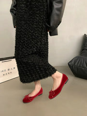 Aiertu    -  Red New Women Flat Shoes Fashion Shallow Slip On Ladies Elegant Ballerinas Shoes Soft Flat Heel Outdoor Casual Mary Jane Aiertu