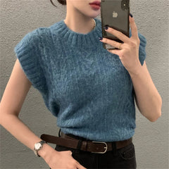 Aiertu  -  Pullovers Sweaters Vest Loose Women Chic Gentle Spring Office Lady Slim Knitted Casual All Match Sleeveless Vintage Aiertu