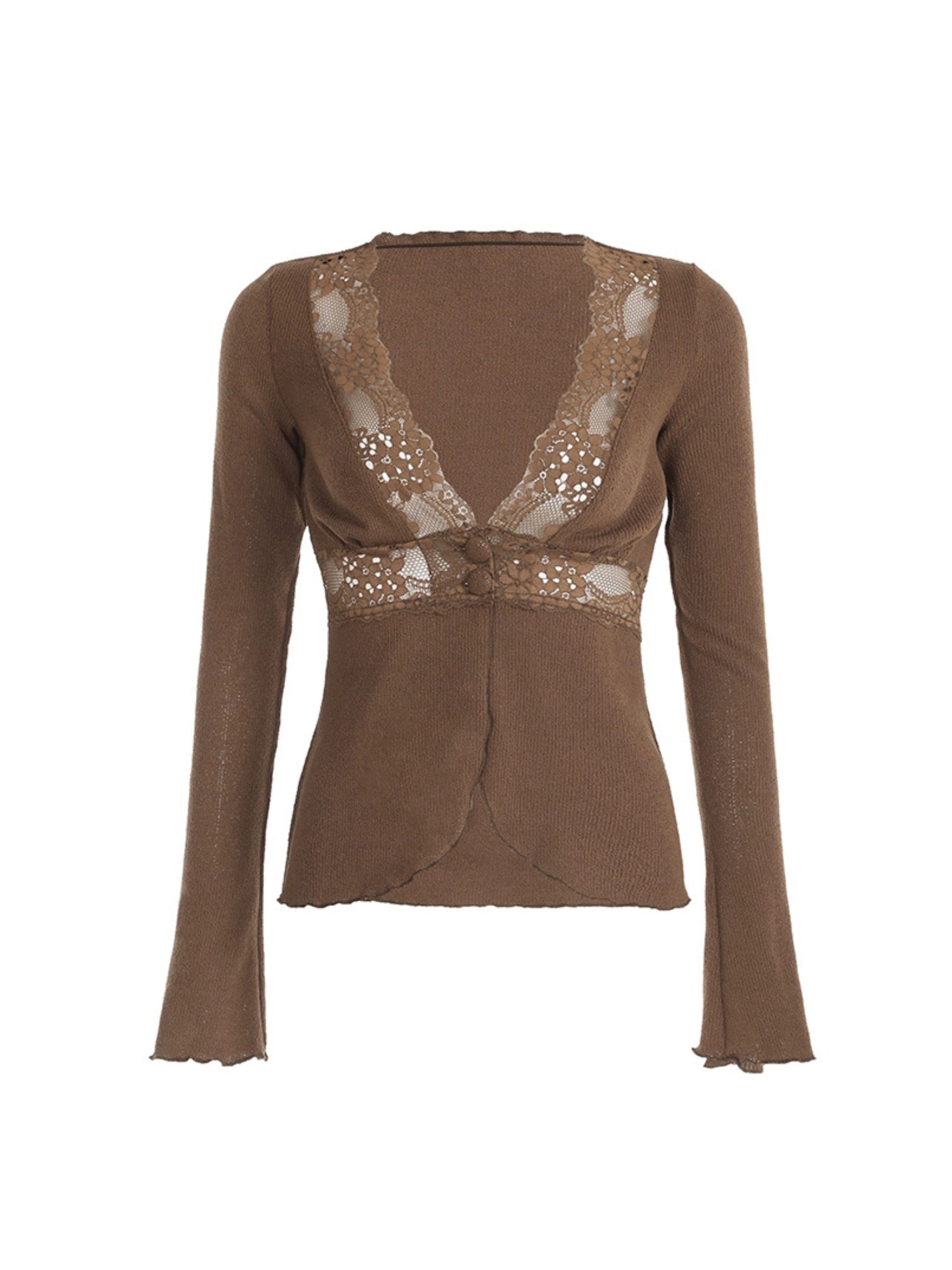 Aiertu  -Dezirae Lace Woolen V-Neck Cardigan aiertu