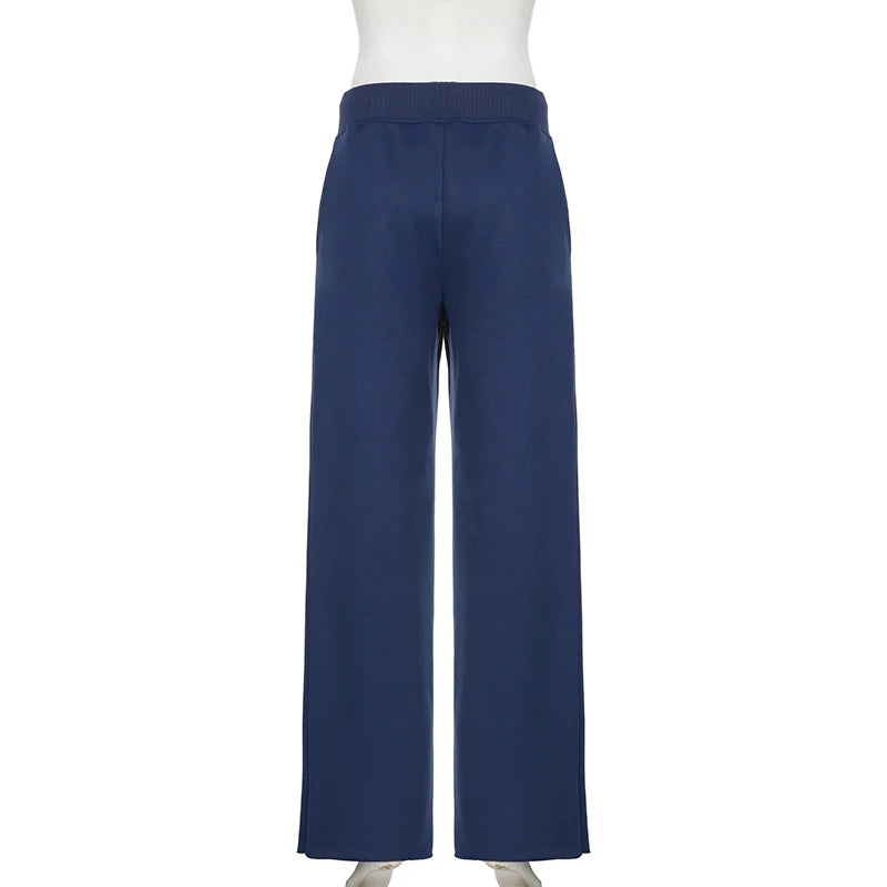 Aiertu  -  Casual Solid Basic Knitted Women Pants Sweatpants Straight Leg Streetwear Autumn Winter Full Length Trousers Bottoms Aiertu