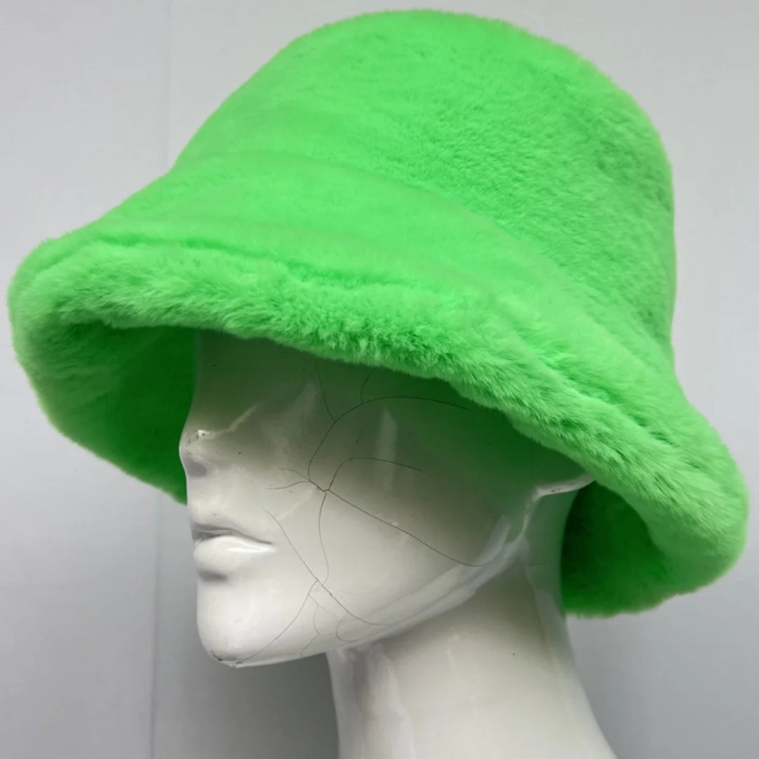 Aiertu  -  Winter 58-60cm XL Faux Fur Bucket Hat For Women Outdoor Warm Luxury Oversize Fisherman Hat Girl Trendy Party Long Fur Panama Cap Aiertu