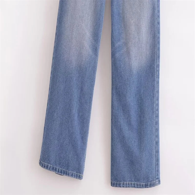Aiertu  -  American hot girl mid-waist straight jeans women's spring and autumn new loose slim mopping pants Aiertu