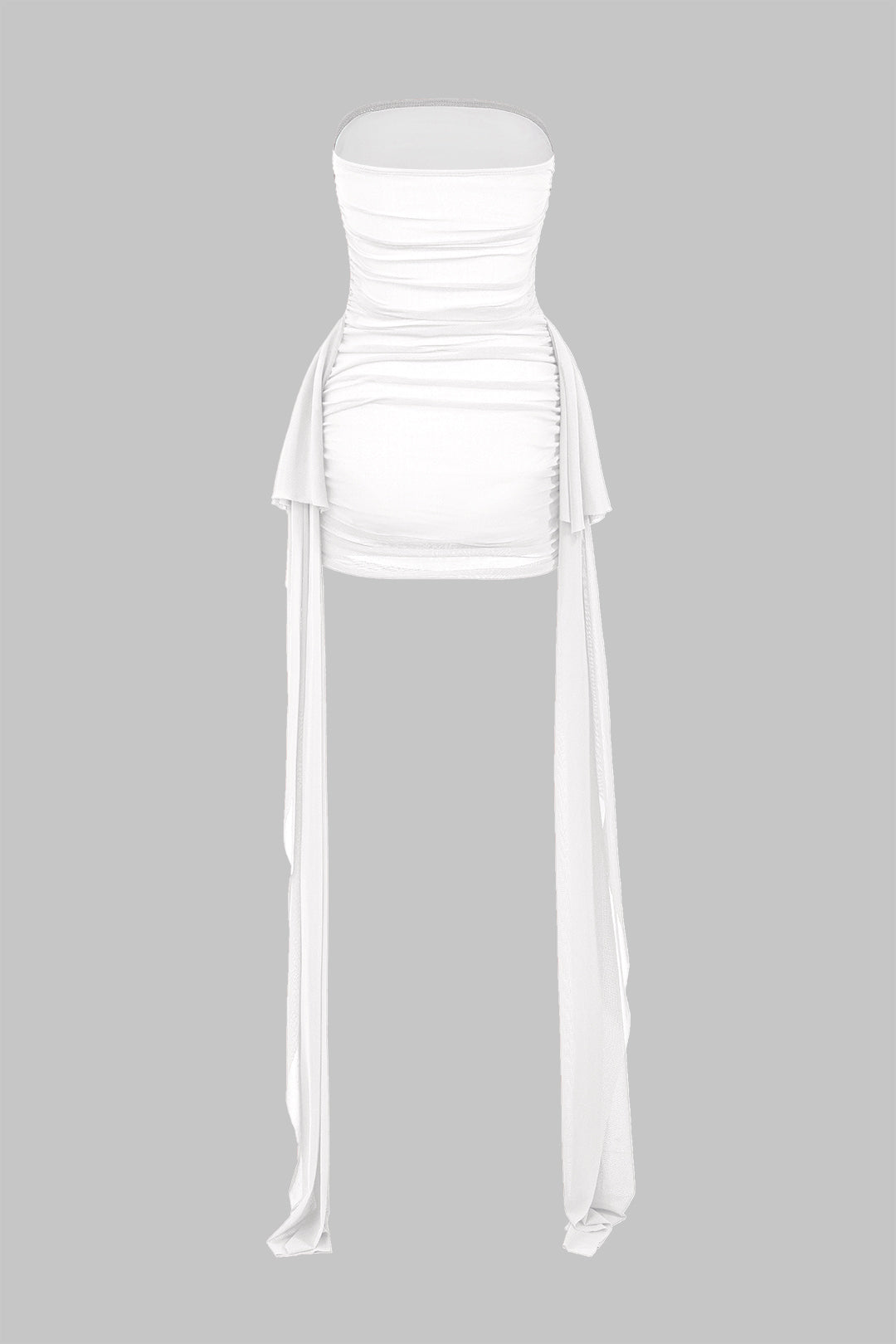 Aiertu  Mesh Ruched Strapless Mini Dress Aiertu