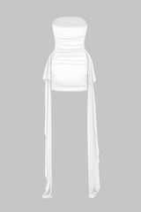 Aiertu  Mesh Ruched Strapless Mini Dress Aiertu