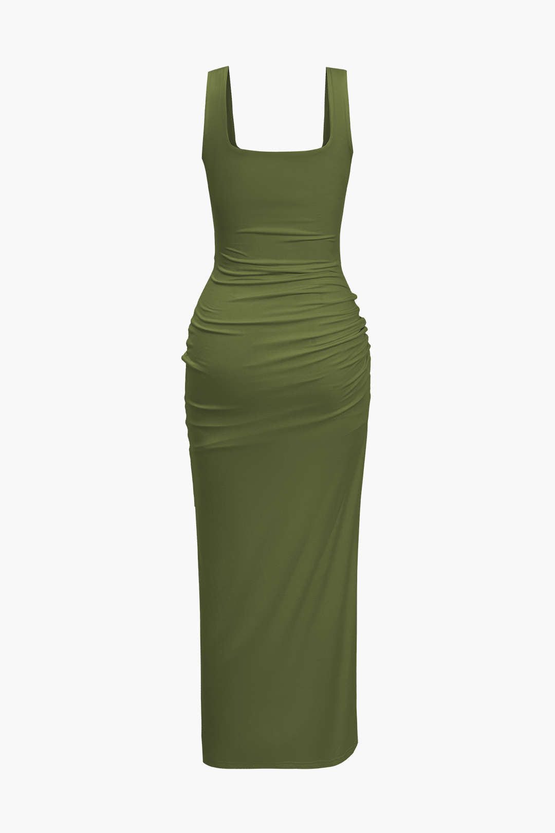 Aiertu  Solid Twist Front Cut Out Slit Midi Dress Aiertu