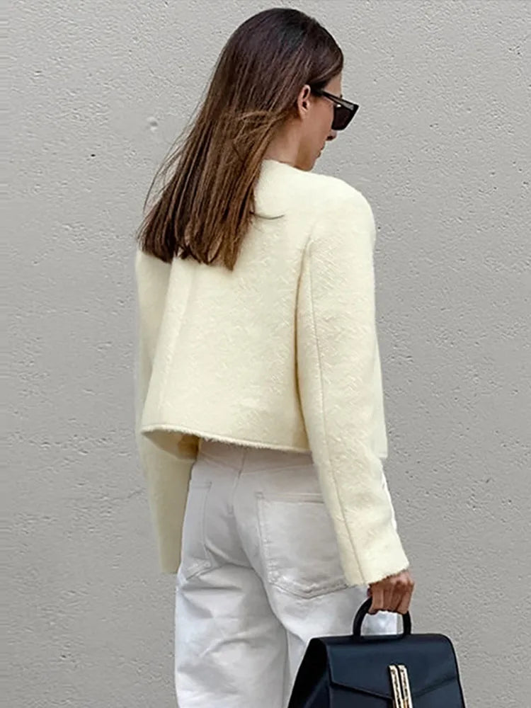 Aiertu  -  layered look inspo Casual Jackets Women Slim Round Neck Single Breasted Long Sleeves Coats Female Autumn Winter Fashion Solid Outwears Lady Aiertu