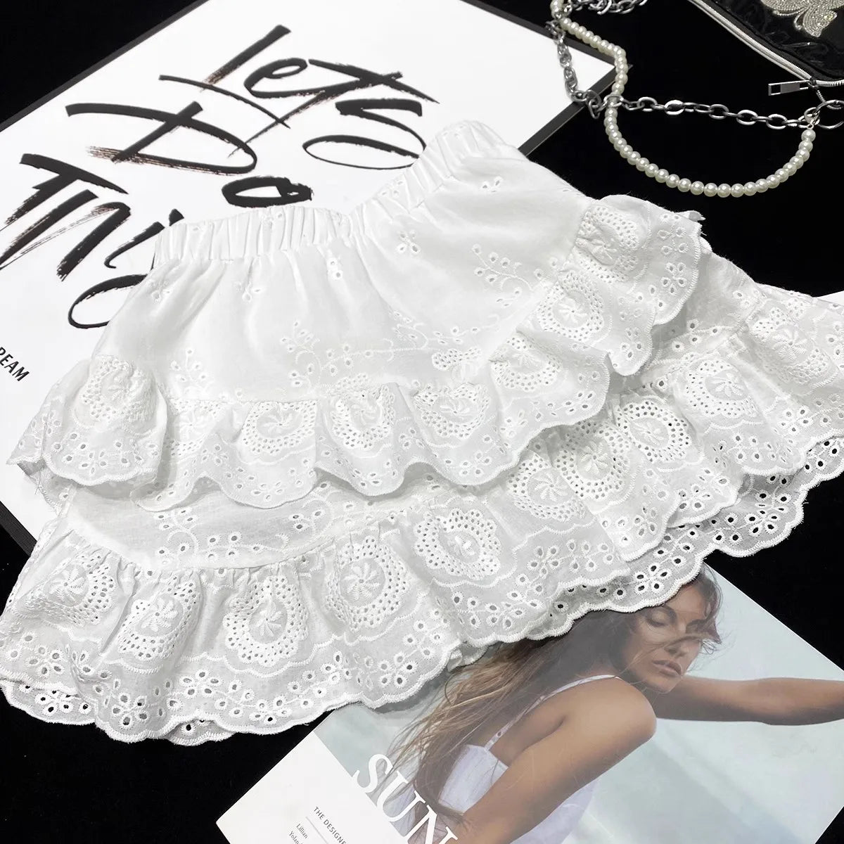 Aiertu  -  Summer Korean fashion mini skirts kawaii vintage clothes cute white lace skirts for woman high waist ruffle skirts embroideryed Aiertu