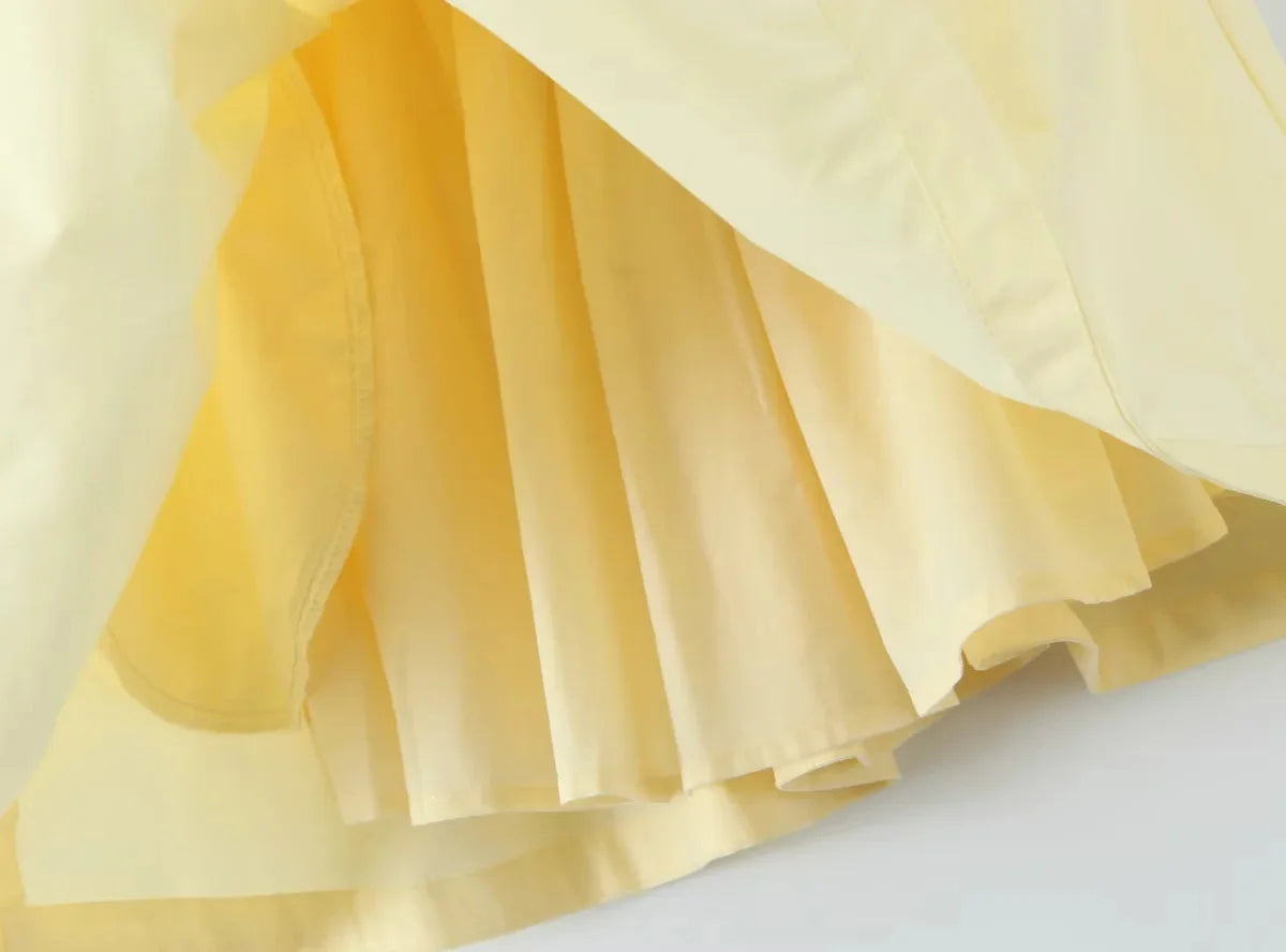 Aiertu  -  Summer Halter Dress Women Luxury Evening Party Mini Dresses Elegant Bodycon Dress Ruffle Tank Dress Fish Bone Ruched Yellow Aiertu