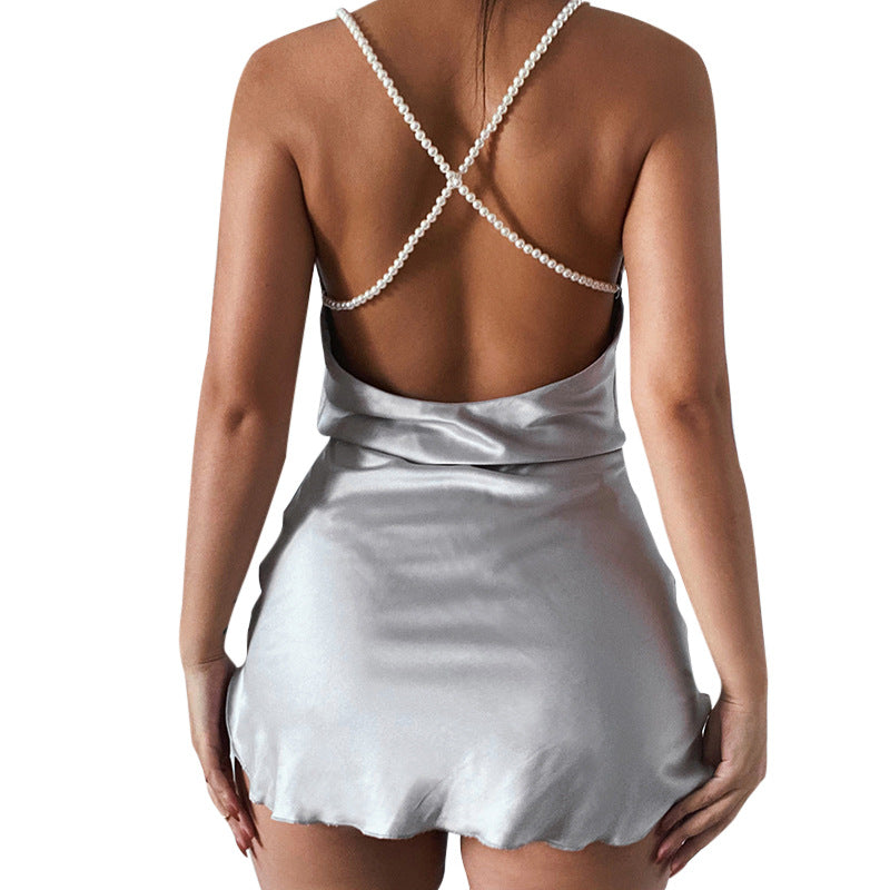 Aiertu - Sexy Pearl Sling Dress With Backpack Aiertu