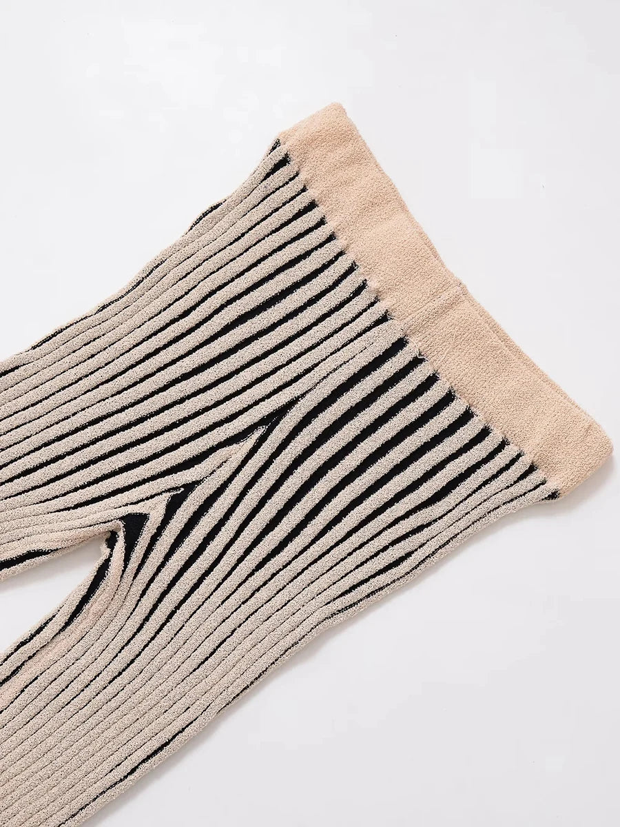 Aiertu  -  Striped Loose Two Piece Set for Women O Neck Sleeveless Top High Waist Wide Leg Pants Casual Sets Female Sumemr New Aiertu