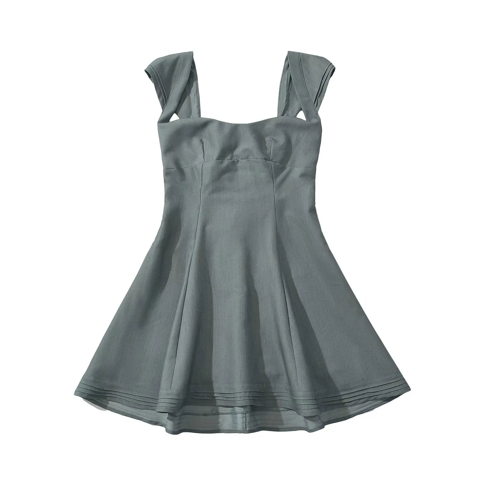 Aiertu  -  High Street Women Short Sleeve Gray Mini Dresses Sexy Backless Bandage Back A-line Summer Dress Party Robe Aiertu