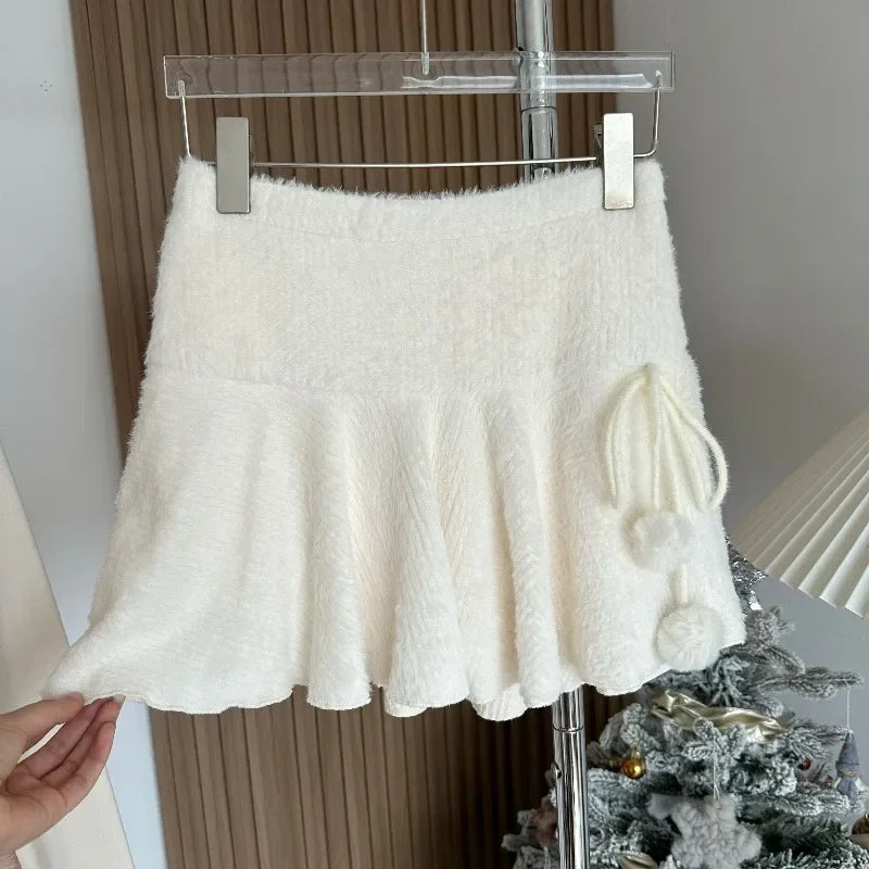 Aiertu  -   party look snspos Mini Skirts Women Lovely Pure Autumn Party Chic Korean Style Popular Lace-up Design College Falda Streetwear Cozy Casual Clothes Aiertu