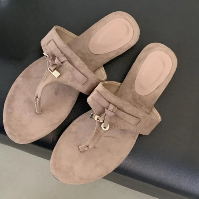 Aiertu  -  Fashion Women Casual Faux Suede Slippers Wedges Heel Cork Mules Platform Clog Non Slip Sole Buckle Outdoor Home Shoes Aiertu