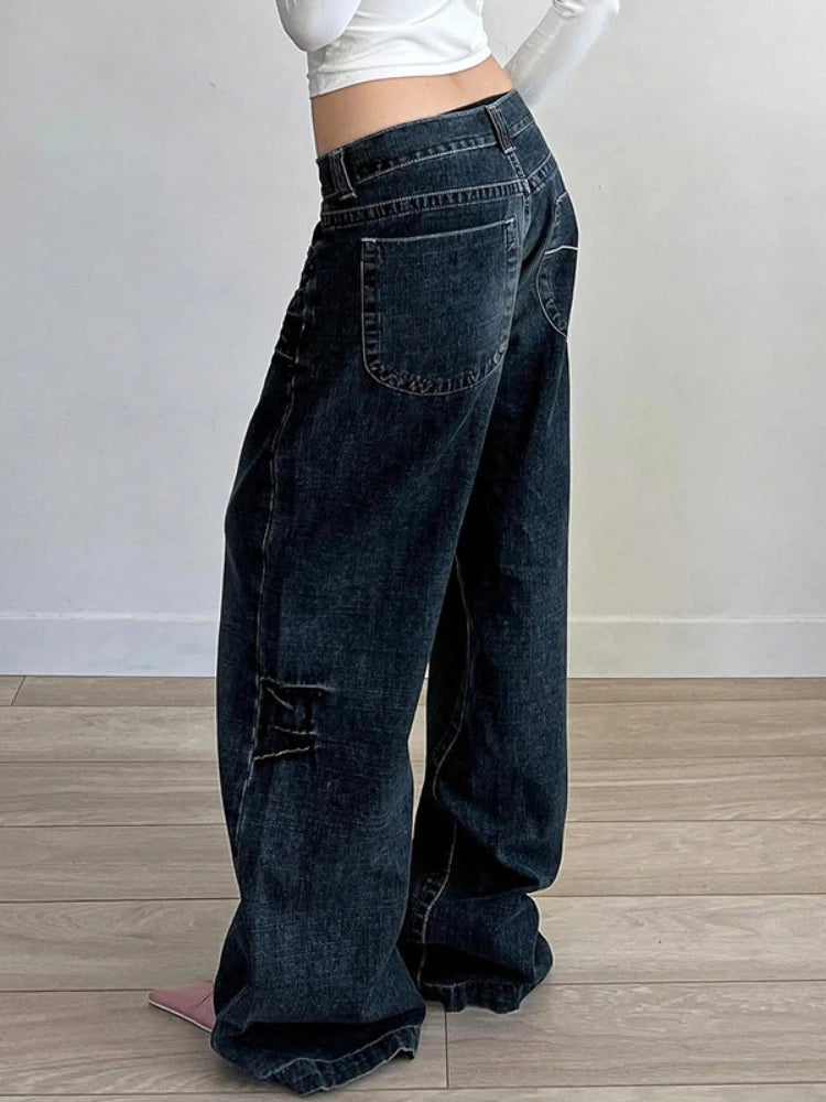 Aiertu  -  Grunge Vintage Streetwear Low Waist Wide Leg Pants American Retro Sexy Fashion Casual Pockets Loose Jeans E-girl 2025 Aiertu