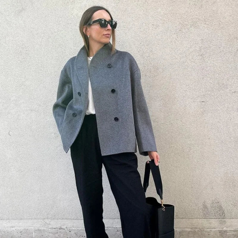 Aiertu  -  Casual Lapel Cotton Coats Women Loose Double Breasted Long Sleeve Jackets 2026 Autumn Winter New Female Chic Street Tops Outwear Aiertu