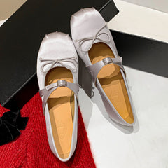 Aiertu  -  Women's genuine leather round toe slip-on Mary Jane ballet flats sweet bowtie high quality soft comfortable ballerinas shoes hot Aiertu