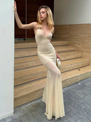 Aiertu  -  Elegant 3d Flower Maxi Dress Women Patchwork Low-Neck Halter Bandage Backless Sleeveless Vacation Summer Trend Vestidos Aiertu