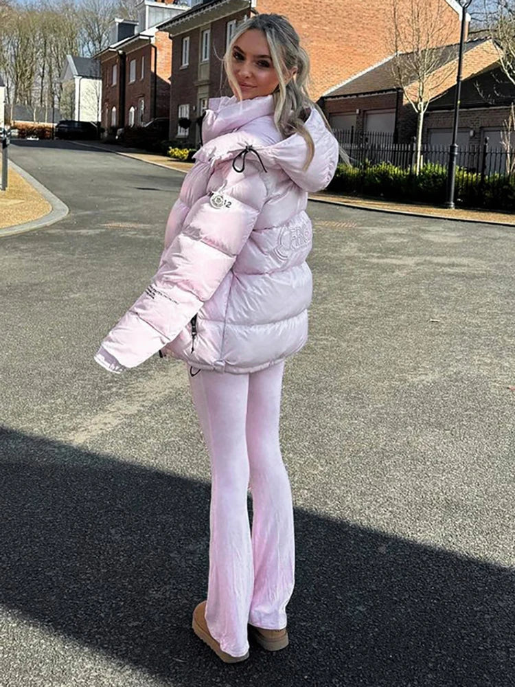 Aiertu  -   Autumn New Hooded Two Piece Sets Women Pant Suit Pink Long Sleeve Zipper Top Long Pant Female Casual Slim Pant Sets Aiertu