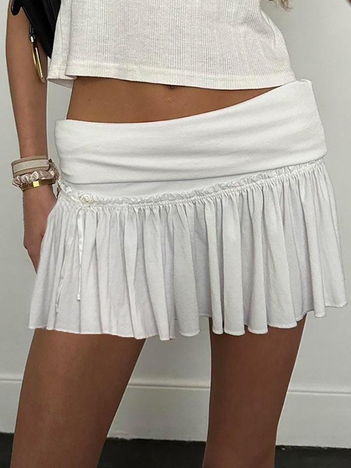 Aiertu  -Fold-over Ruched Tie Mini Skirt aiertu
