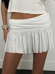 Aiertu  -Fold-over Ruched Tie Mini Skirt aiertu