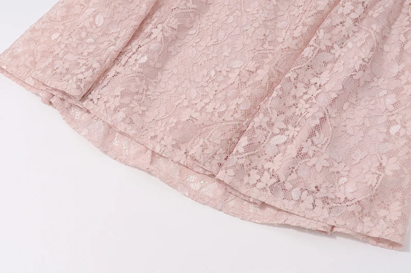 Aiertu  -  French Sweet Girl Pink Lace Halter Neck Sleeveless Dress Women's Summer Pure Sexy Slim-fit A-line Dress Fashion Female Clothes Aiertu