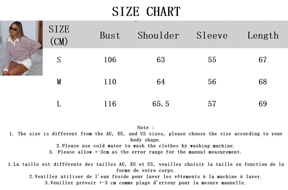 Aiertu  -  Striped Contrast Long Sleeve T-shirt Women Buttons Turndown Collar Loose T Shirt 2025 Spring New Streetwear Vintage Casual Tees Aiertu