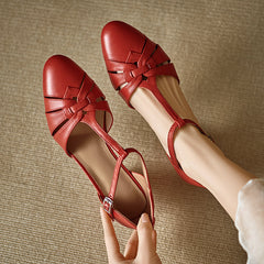 Aiertu  New Summer Genuine Leather Women Shoes Square Toe Shallow Women Pumps Mary Jane Shoes for Women Chunky Heel Casual Shoes Aiertu