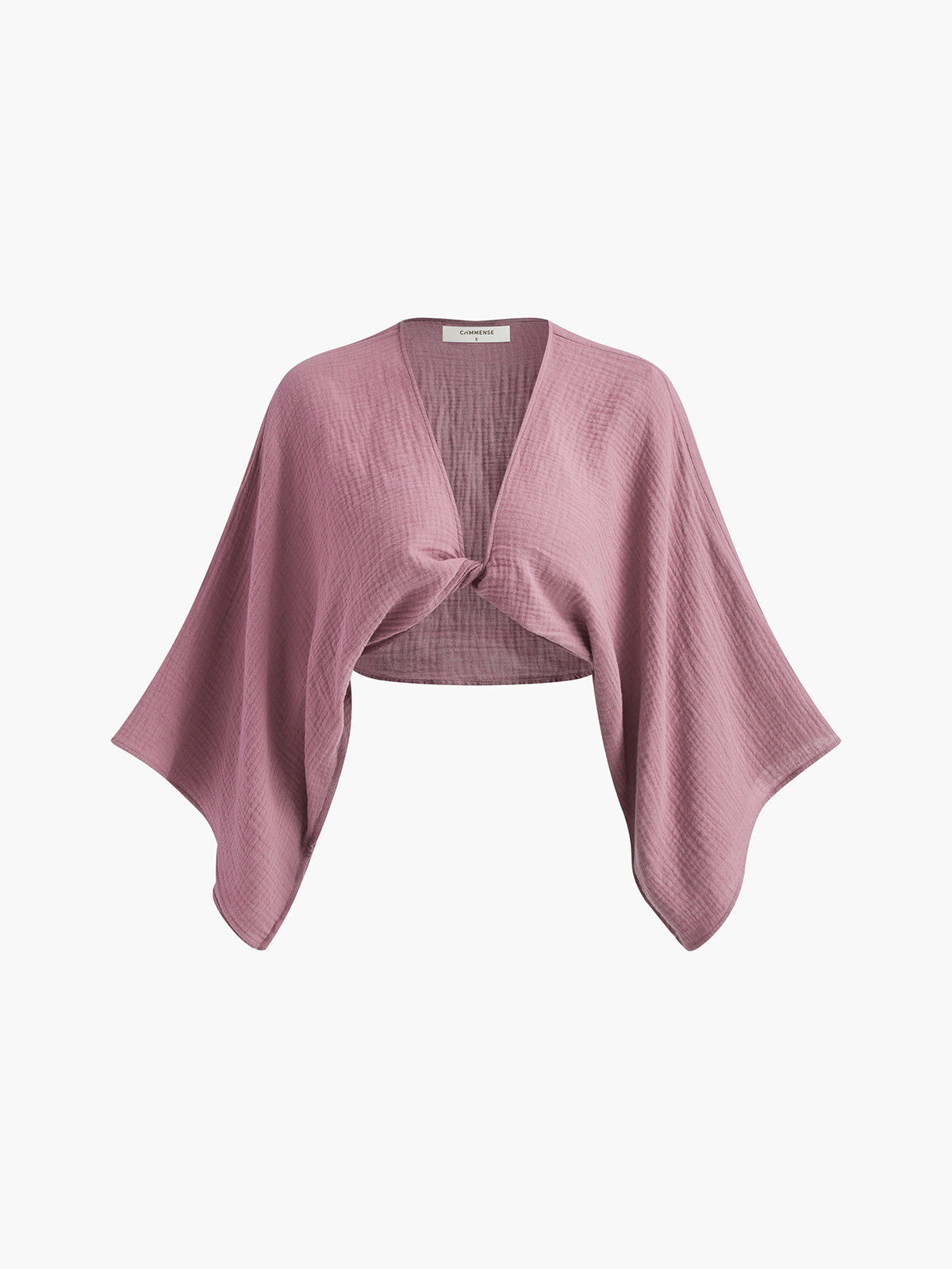 Aiertu  Tie-Front Long Sleeve Cropped Blouse shopify