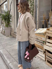 PICSGIRL  -  Faux Fur Jackets Women Casual Loose V Neck Double Breasted Thick Warm Coats Female  Winter Fashion Solid Long Sleeves Coat Aiertu