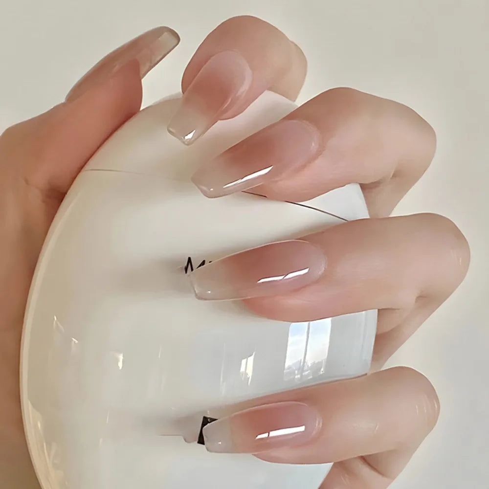 Aiertu  -  Fashion Wearable Manicure Fake Nails Gradients Bling French False Nails Glossy Full Cover Press On Nails for Women and Girls Aiertu