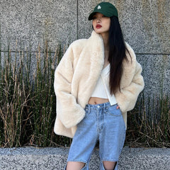 Aiertu  -  Winter Coats for Women Luxury Faux Fur Coat Women Vintage Fluffy Jacket Chic Loose Fur Coats Outerwears Puffer Jacket Women Aiertu