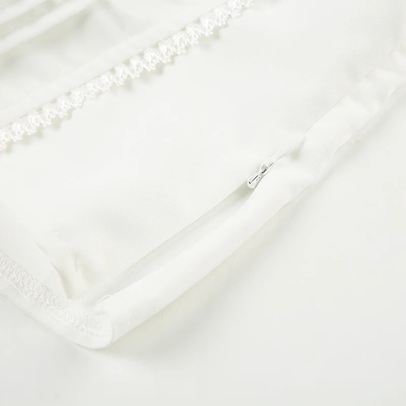 Aiertu  -  Solid Fold Texture Bow Sexy Camisole Deep V-neck Casual Streetwear All-match White Summer Top Chic Vintage Vest Aiertu