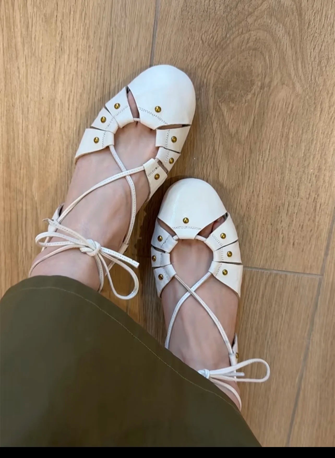 Aiertu  -  Flats Sandals Designer Woman Shoes Casual Slingback Summer New Marie Janes Shoes Lace-Up Retro Sandalias De Mujer Dress Aiertu