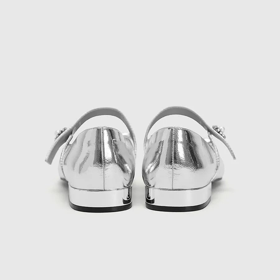Aiertu  -  New Ladies Shoes on Sale Mary Janes Women's High Heels Round Toe Bow Tie Dress Pumps Women Buckle Strap Crystal Med Heel Shoes Aiertu