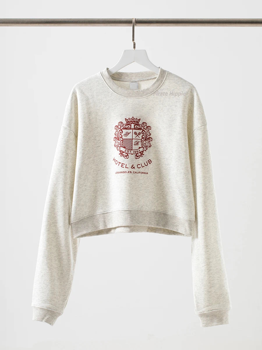 Aiertu  -   New York Letter Print Sweatshirt Women Classic O Neck Long Sleeve Pullover Autumn Casual Vintage Sporty Rich Sweatshirt 2026 New Aiertu