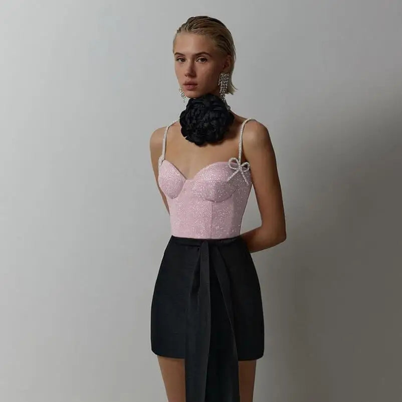 Aiertu  -   party look snspos Sparkling Going Out Tops Nightclub Tanks Camis Women Bows Low Cut Backless Crop Top Summer Clothes Women Bra Aiertu