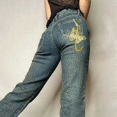 Aiertu  -  Fashion Y2k Pants Cyber Y2k Jeans Emo High Street Spice Retro Butterfly Print Grunge Fairy Jeans Alt Cloth Harajuku Mom Jeans Aiertu