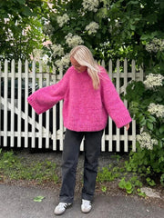 Aiertu  -  Pink Oversize Long Sleeve Knit Pullover Women Casual Loose Lazy Round Neck Kink Sweater 2026 Autumn Lady High Street Knitwear Aiertu