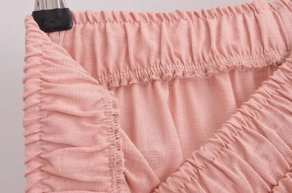Aiertu  -  American hottie elastic high-waisted straight casual pants for women summer new linen blended bloomers Aiertu