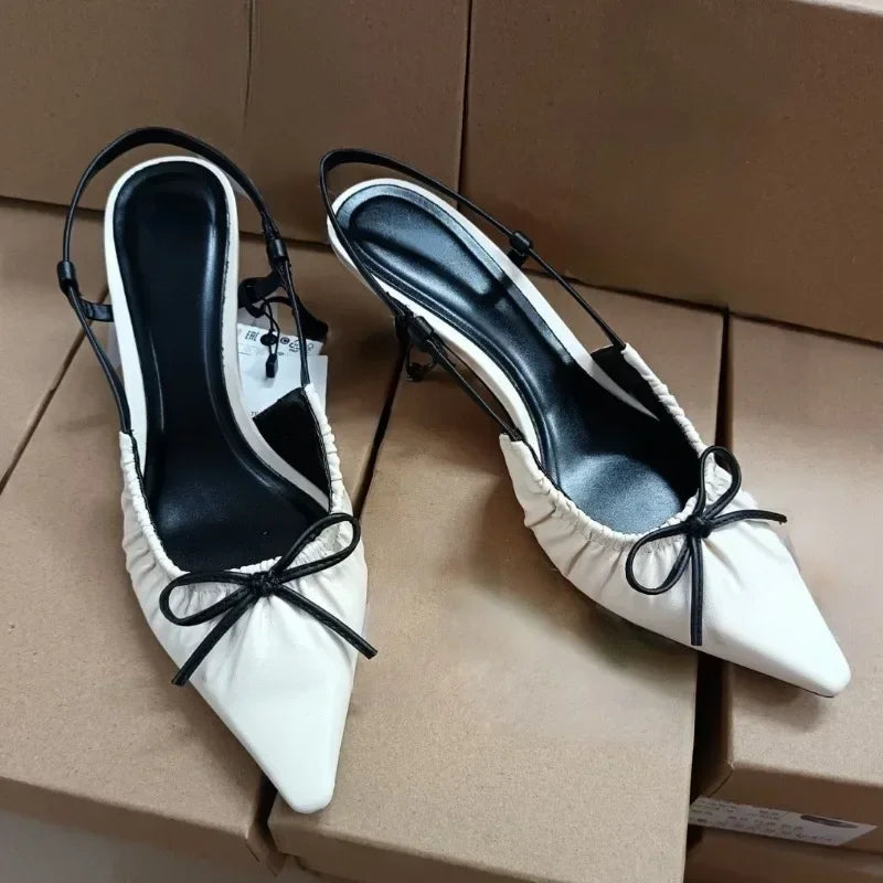 Aiertu  -  Designer Party Women's High Heels Shoes Pointed Toe Dress Elegant Slingbacks 2025 Spring New Soft Leather Ladies Office Pumps Aiertu